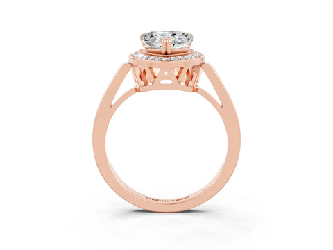 Rose gold Heart Cut Moissanite Halo Ring with Split Shank and Four-Prong Setting_3