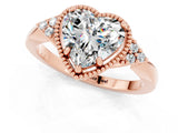 Rose gold Heart Cut Moissanite Halo Ring with Tapered Band and Four-Prong Setting_1