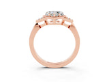 Rose gold Heart Cut Moissanite Halo Ring with Tapered Band and Four-Prong Setting_3