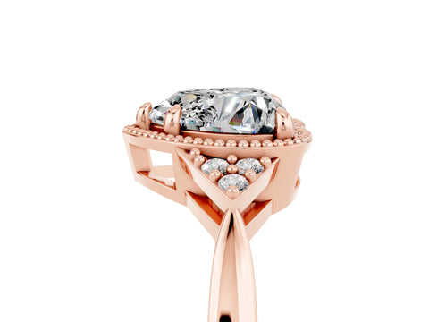 Rose gold Heart Cut Moissanite Halo Ring with Tapered Band and Four-Prong Setting_5