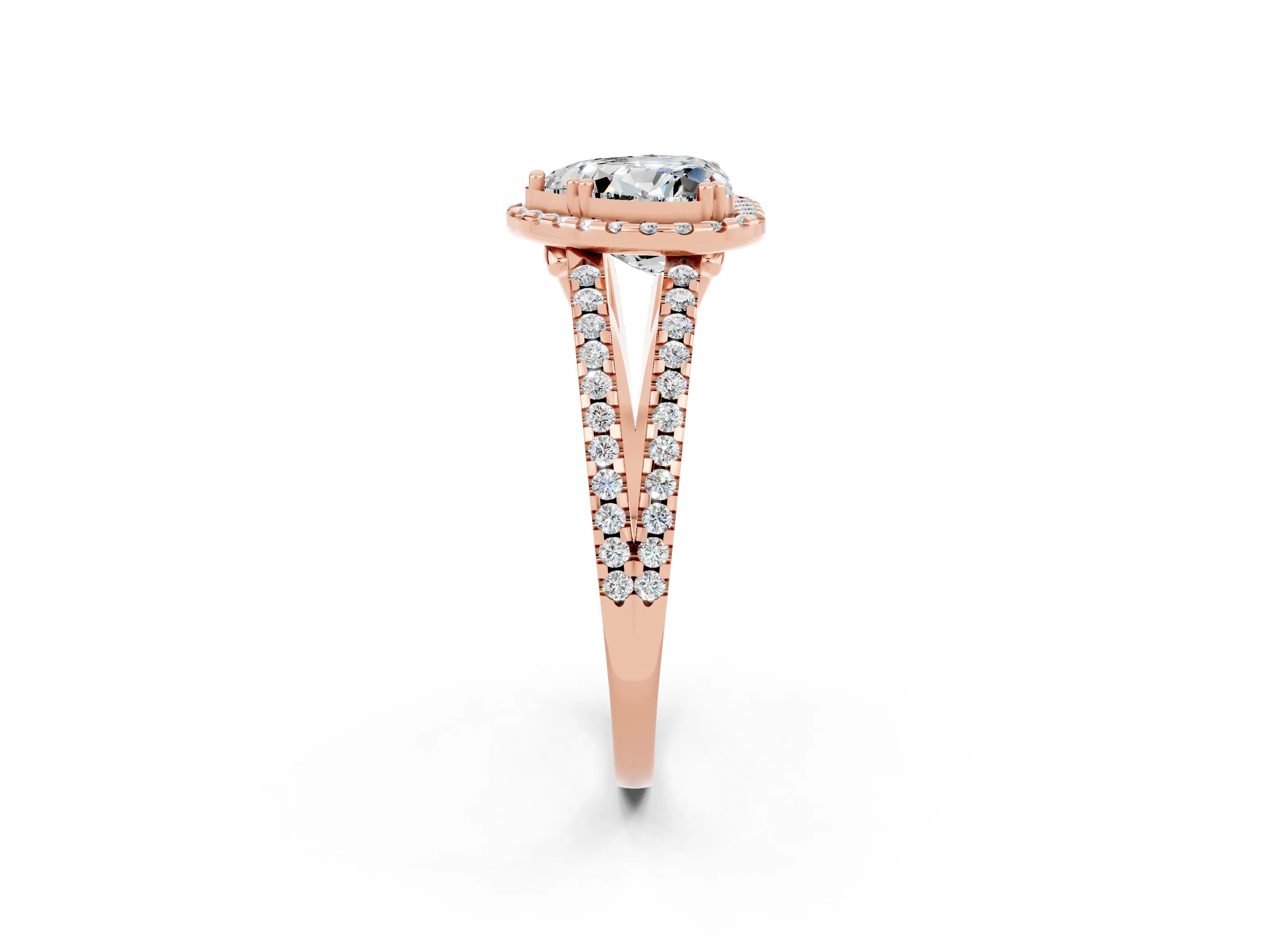 Rose gold Heart Cut Moissanite Halo Split Shank Engagement Ring_14