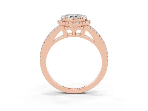 Rose gold Heart Cut Moissanite Halo Split Shank Engagement Ring_15