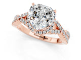 Rose gold Heart Cut Moissanite  Halo Twist Band Solitaire Prong Setting Ring_37