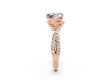 Rose gold Heart Cut Moissanite  Halo Twist Band Solitaire Prong Setting Ring_38