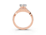 Rose gold Heart Cut Moissanite  Halo Twist Band Solitaire Prong Setting Ring_39