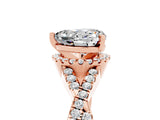 Rose gold Heart Cut Moissanite  Halo Twist Band Solitaire Prong Setting Ring_41