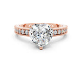Rose gold Heart Cut Moissanite Milgrain Pavé Engagement Ring with Four-Prong Setting_12