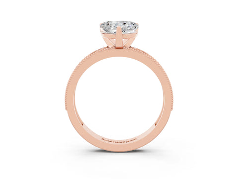 Rose gold Heart Cut Moissanite Milgrain Pavé Engagement Ring with Four-Prong Setting_15