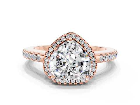 Rose gold Heart Cut Moissanite Pavé Halo Ring with Four-Prong Setting_12