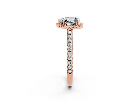 Rose gold Heart Cut Moissanite Pavé Halo Ring with Four-Prong Setting_14