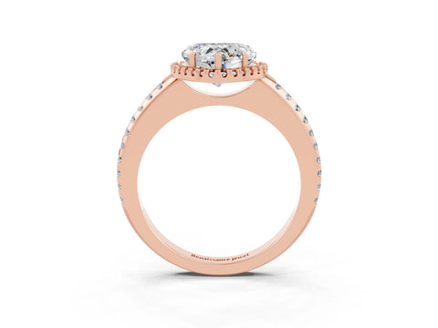 Rose gold Heart Cut Moissanite Pavé Halo Ring with Four-Prong Setting_15