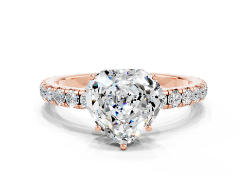 Rose gold Heart Cut Moissanite Pavé Solitaire Engagement Ring with Four-Prong Setting_12