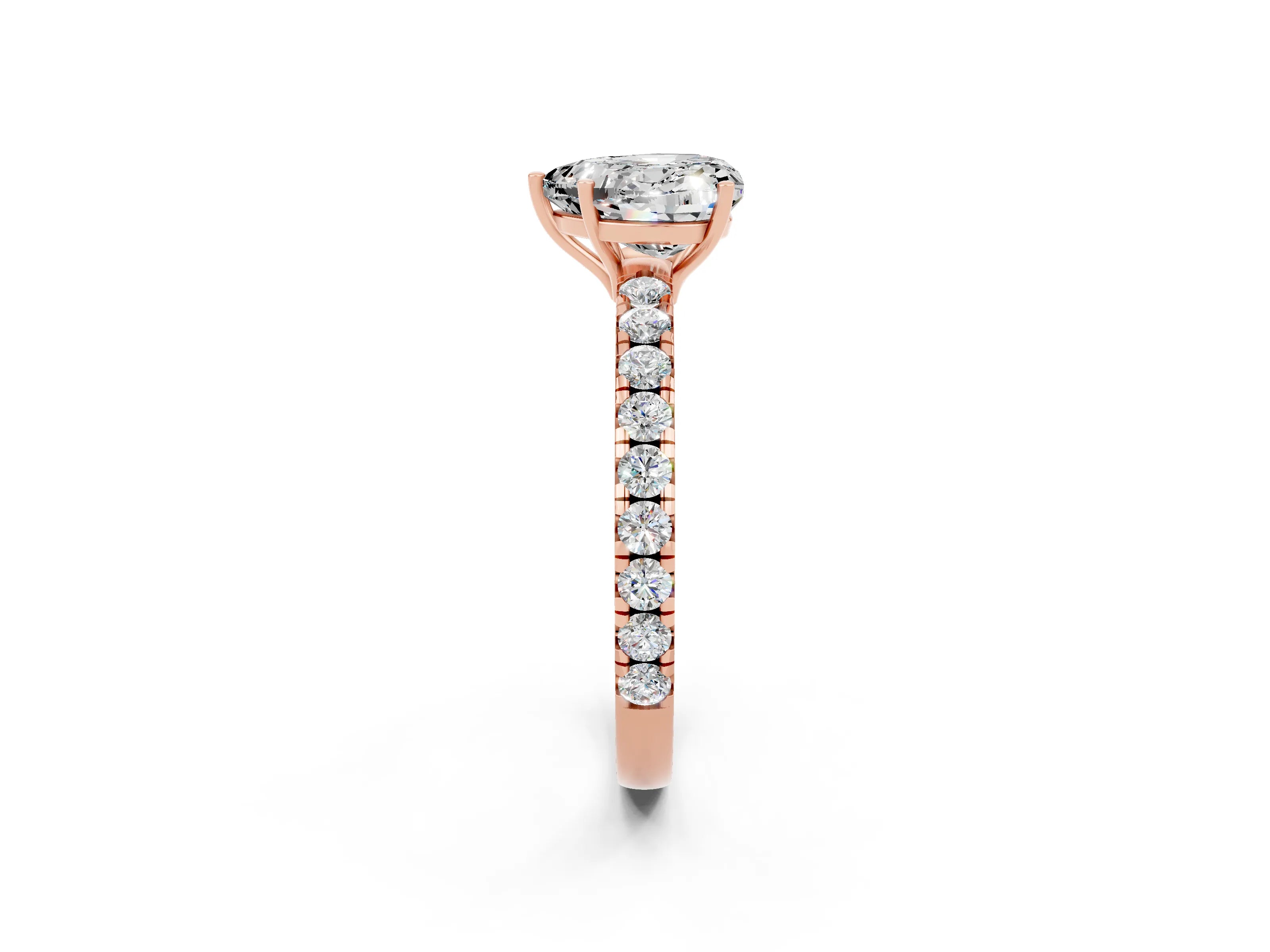 Rose gold Heart Cut Moissanite Pavé Solitaire Engagement Ring with Four-Prong Setting_14