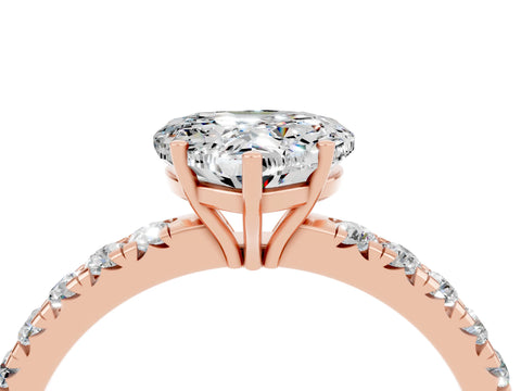 Rose gold Heart Cut Moissanite Pavé Solitaire Engagement Ring with Four-Prong Setting_16