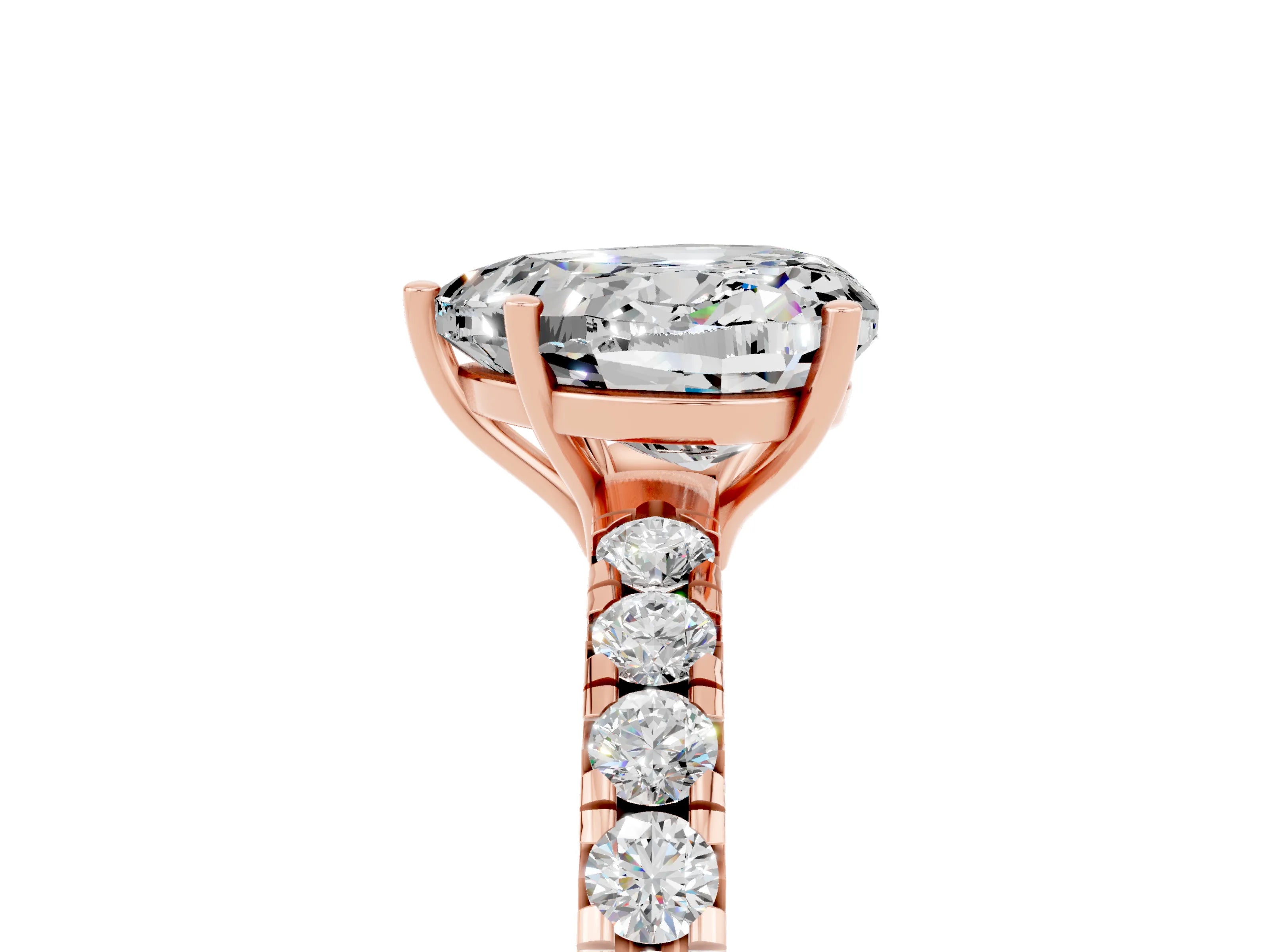 Rose gold Heart Cut Moissanite Pavé Solitaire Engagement Ring with Four-Prong Setting_17