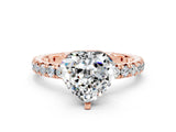 Rose gold Heart Cut Moissanite Pavé Solitaire Ring with Round Band and Prong Setting_24