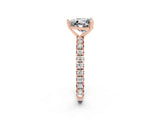 Rose gold Heart Cut Moissanite Pavé Solitaire Ring with Round Band and Prong Setting_26