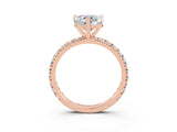 Rose gold Heart Cut Moissanite Pavé Solitaire Ring with Round Band and Prong Setting_27