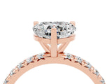 Rose gold Heart Cut Moissanite Pavé Solitaire Ring with Round Band and Prong Setting_28