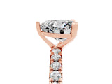 Rose gold Heart Cut Moissanite Pavé Solitaire Ring with Round Band and Prong Setting_29