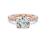 Rose gold Heart Cut Moissanite Pave Band Solitaire Ring with Four-Prong Setting_24