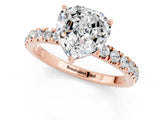 Rose gold Heart Cut Moissanite Pave Band Solitaire Ring with Four-Prong Setting_25