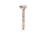 Rose gold Heart Cut Moissanite Pave Band Solitaire Ring with Four-Prong Setting_26