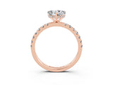 Rose gold Heart Cut Moissanite Pave Band Solitaire Ring with Four-Prong Setting_27