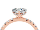 Rose gold Heart Cut Moissanite Pave Band Solitaire Ring with Four-Prong Setting_28