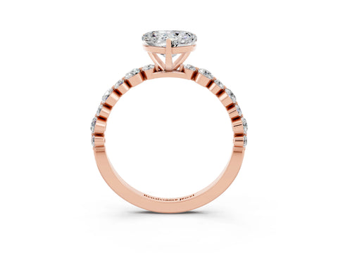 Rose gold Heart Cut Moissanite Prong Set Engagement Ring with Pavé Band_3