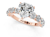 Rose gold Heart Cut Moissanite Prong Setting with Side Stones on a Pave Band_1