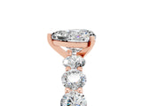 Rose gold Heart Cut Moissanite Prong Setting with Side Stones on a Pave Band_5