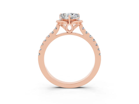 Rose gold Heart Cut Moissanite Ring with Pavé Band and Floral Prong Setting_3
