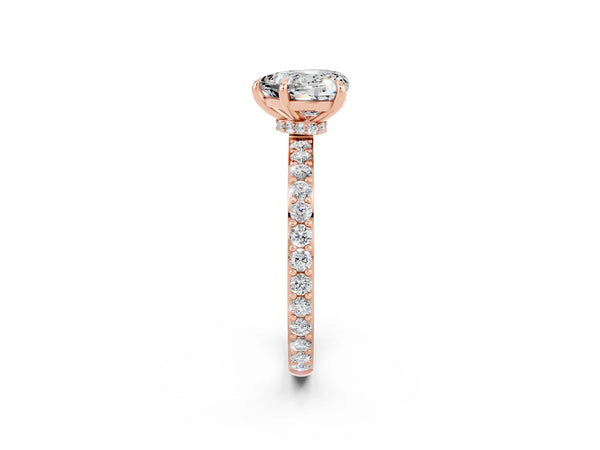 Rose gold Heart Cut Moissanite Pavé Engagement Ring with Round  Accents and Prong Setting