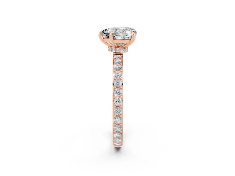 Rose gold Heart Cut Moissanite Ring with Pavé Band and Four-Prong Setting_2