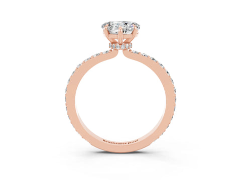 Rose gold Heart Cut Moissanite Ring with Pavé Band and Four-Prong Setting_3