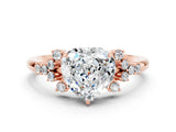 Rose gold Heart Cut Moissanite Ring with Side Stones and Four-Prong Setting_36