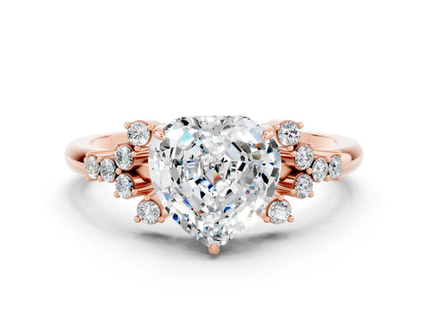 Rose gold Heart Cut Moissanite Ring with Side Stones and Four-Prong Setting_36