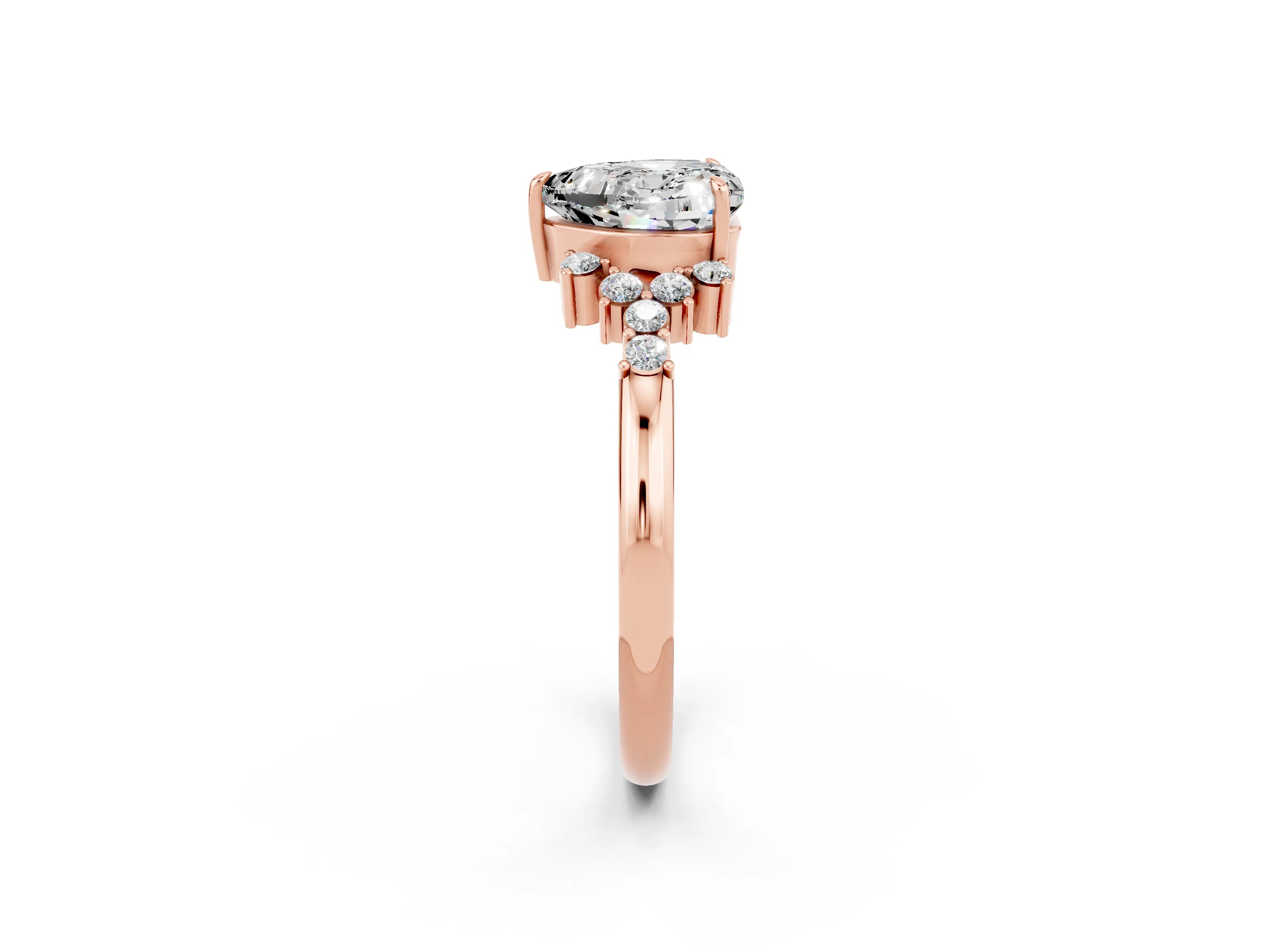Rose gold Heart Cut Moissanite Ring with Side Stones and Four-Prong Setting_38