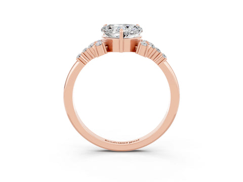 Rose gold Heart Cut Moissanite Ring with Side Stones and Four-Prong Setting_39