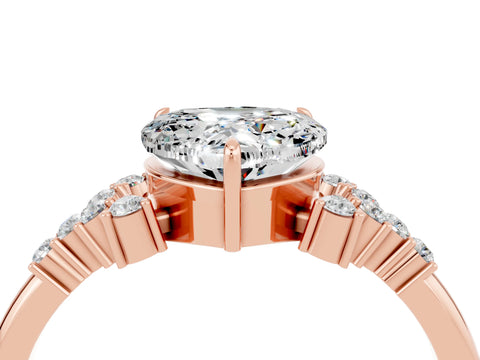 Rose gold Heart Cut Moissanite Ring with Side Stones and Four-Prong Setting_40
