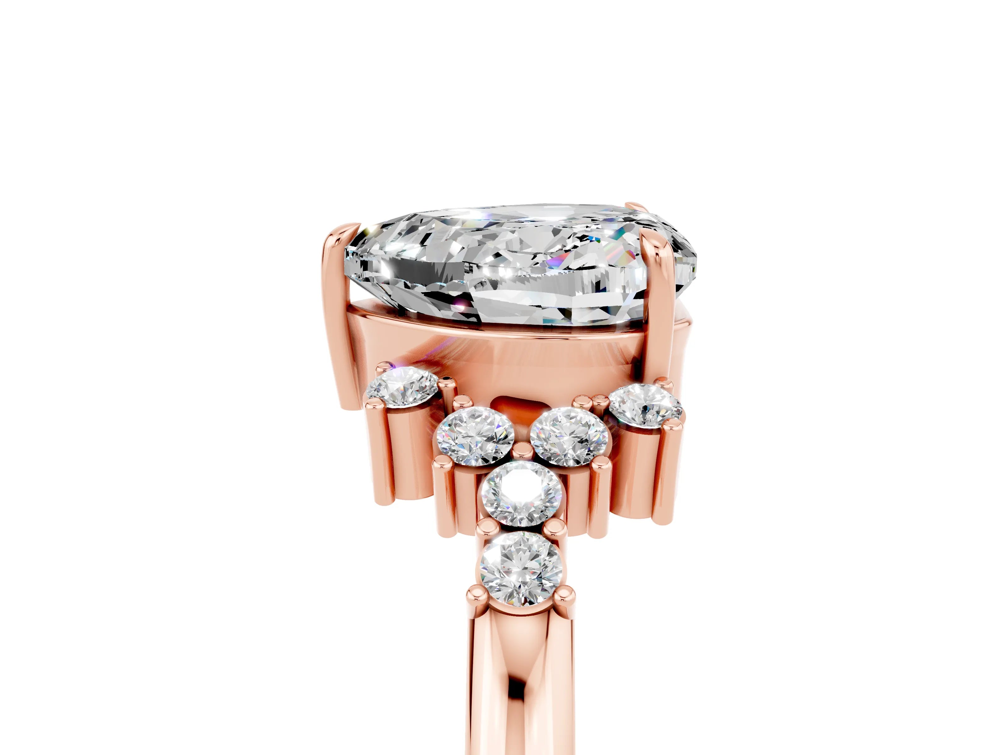 Rose gold Heart Cut Moissanite Ring with Side Stones and Four-Prong Setting_41