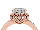 Rose gold Heart Cut Moissanite Scalloped Halo Engagement Ring with Round Shared Prong Band_28