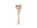 Rose gold Heart Cut Moissanite Scattered Round Accent Ring with Prong Setting_32