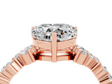 Rose gold Heart Cut Moissanite Scattered Round Accent Ring with Prong Setting_34