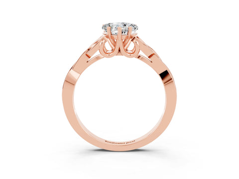 Rose gold Heart Cut Moissanite Solitaire Celtic Knot Ring with Four-Prong Setting_15