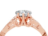 Rose gold Heart Cut Moissanite Solitaire Celtic Knot Ring with Four-Prong Setting_16