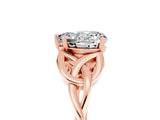 Rose gold Heart Cut Moissanite Solitaire Celtic Knot Ring with Four-Prong Setting_17