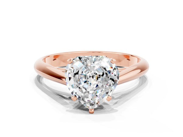 Rose gold Heart Cut Moissanite Solitaire Engagement Ring with Cathedral Setting and Four-Prong Mount