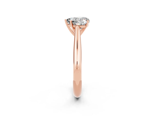 Rose gold Heart Cut Moissanite Solitaire Engagement Ring with Cathedral Setting and Four-Prong Mount